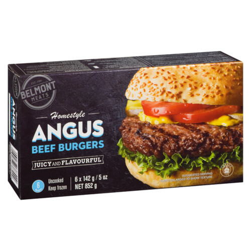 Belmont Homestyle Frozen Burgers Angus Beef 852 g