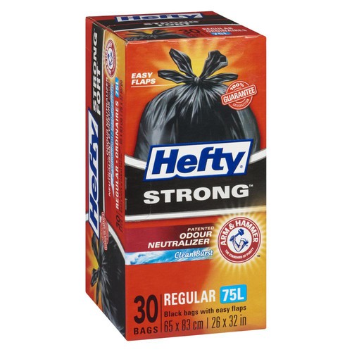 Hefty Strong Waste Bags Regular Easy Flap 30 Count
