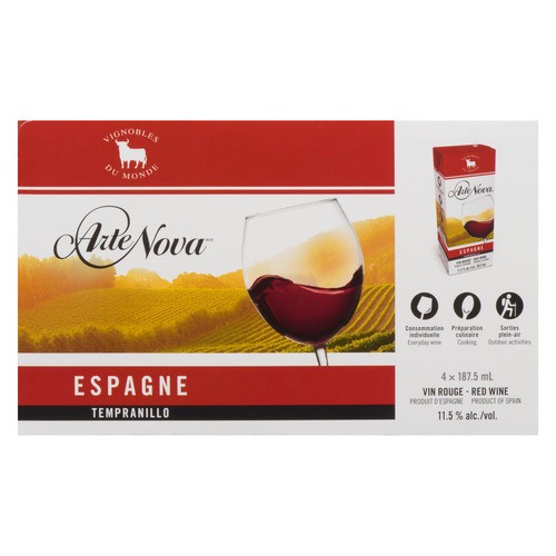 Arte Nova Red Wine Spanish Tempranillo 4 x 187.5 ml