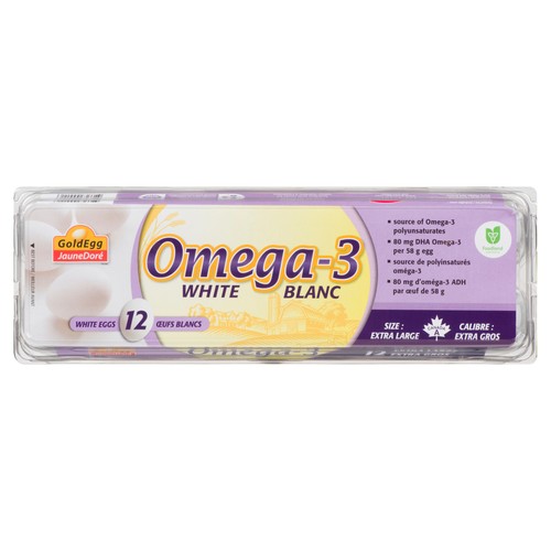 Gold Egg Omega 3 White Eggs Grade A Extra Large 12 Count