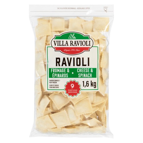 Villa Ravioli Frozen Pasta Ravioli Stuffed With Ricotta And Spinach 1.6 kg