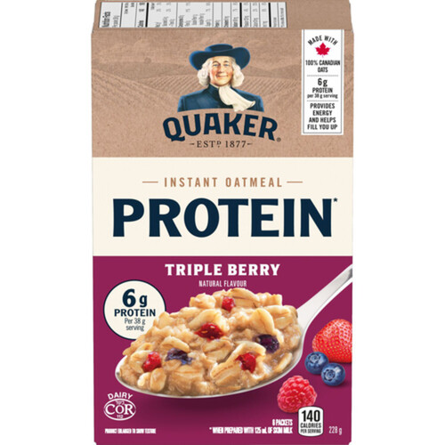 Quaker High Protein Instant Oatmeal Triple Berry 228 g