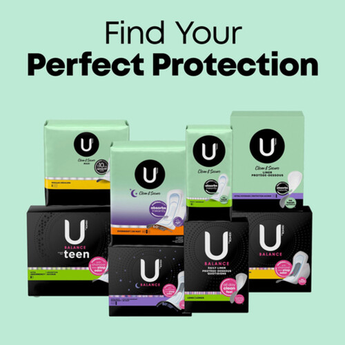 U by Kotex Clean & Secure Overnight Pads With Wings 14 Count