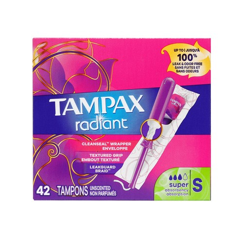 Tampax Radiant Tampons Super Unscented 42 Count
