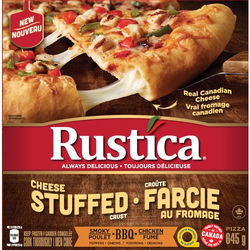 Rustica Frozen Pizza Stuffed Crust Smoky BBQ Chicken 645 g