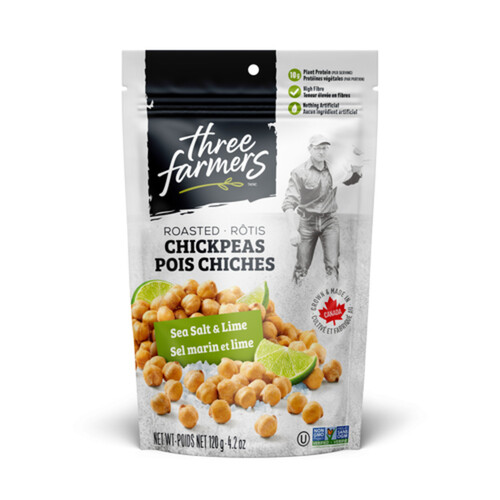 Three Farmers Plant Based Roasted Chickpeas Sea Salt & Lime 120 g