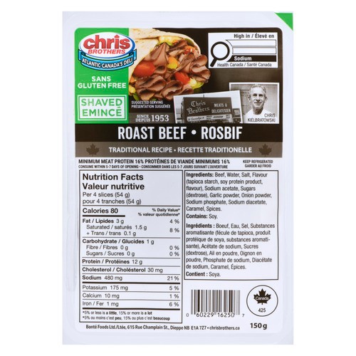 Chris Brothers Shaved Roast Beef Sliced Meat 150 g