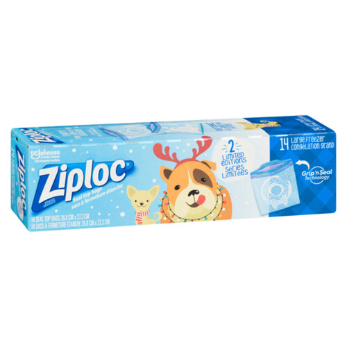 Ziploc Freezer Bags Large Holiday 14 EA