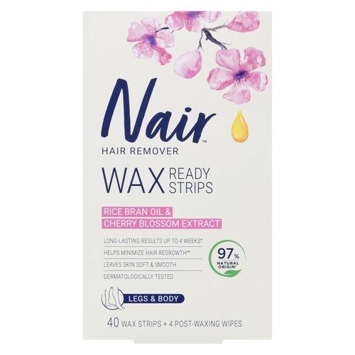 Nair Hair Remover Wax Ready Strips Legs & Body 40 Count