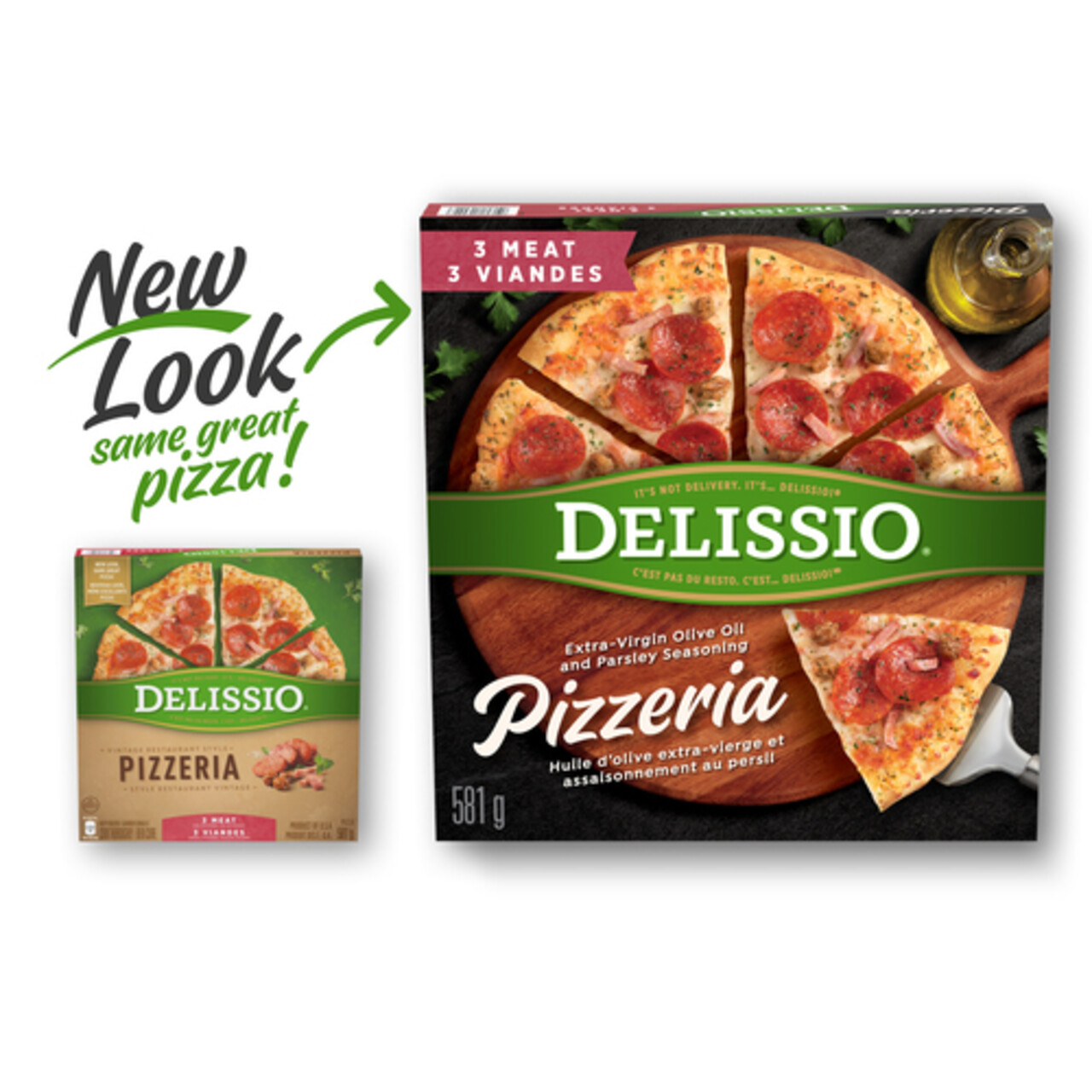 Delissio Pizzeria Frozen Pizza 3 Meat 12 Inch 581 g Voilà Online Groceries & Offers