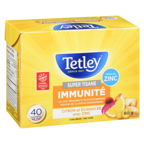 Tetley Super Herbal Tea Lemon & Echinacea With Zinc 40 Tea Bags