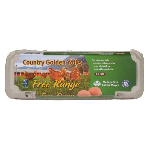 Country Golden Brown Eggs Free Range Medium 12 Count