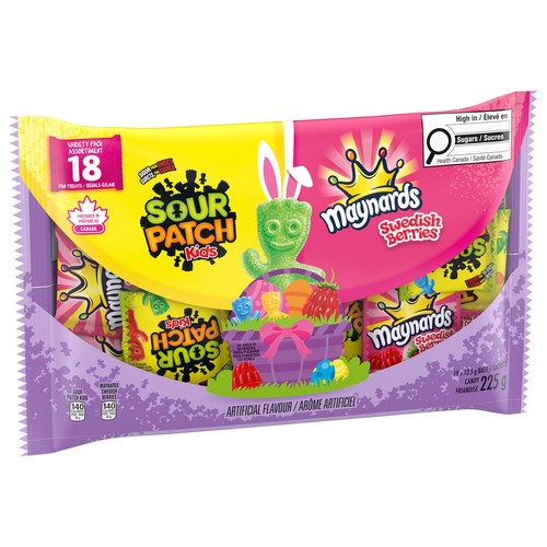Sour Patch Kids Assorted Easter Candy Swedish Berries Individually Wrapped 18 Pouches 225 g