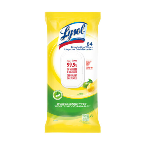 Lysol Disinfecting Wipes Citrus Flat Pack 84 Count