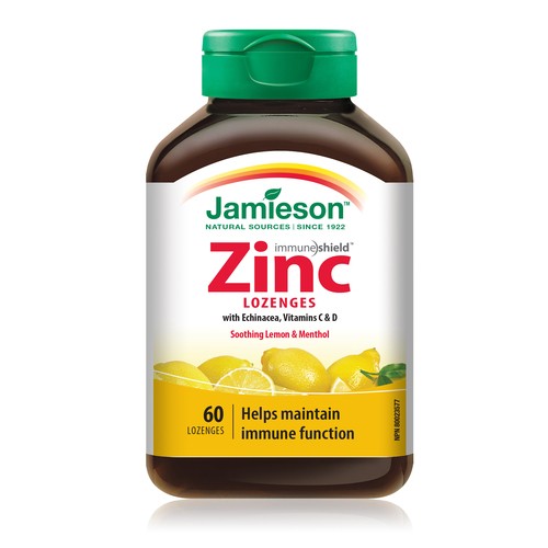 Jamieson Vitamin C & D Zinc Lozenge Soothing Lemon & Menthol 60 Count