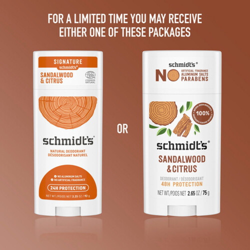 Schmidt's Natural Origin Deodorant Citrus & Sandalwood 48 Hour Protection 75 g