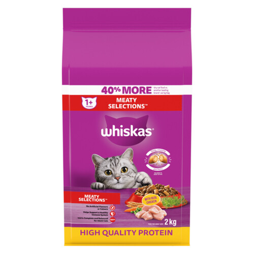 Whiskas Meaty Selections Adult Dry Cat Food With Real Chicken 2 kg