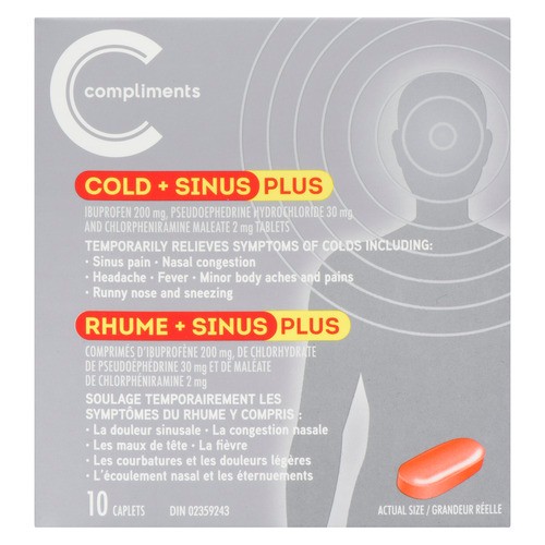Compliments Cold And Sinus Plus 10 Count