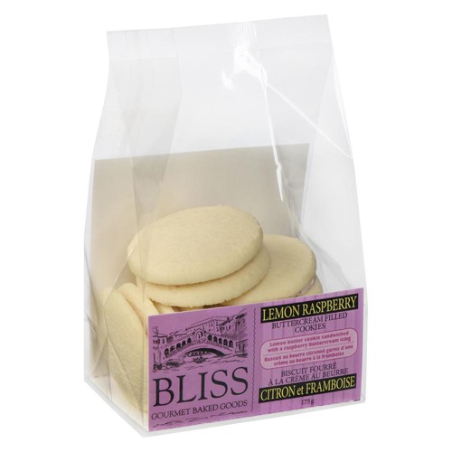 Bliss Gourmet Buttercream Filled Cookies Lemon Raspberry 175 g