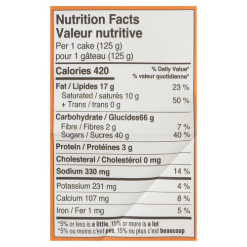 Judy G Gluten-Free Vegan Frozen Cake Turmeric Carrot 250 g