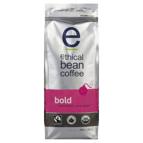 Ethical Bean Organic Whole Bean Coffee Bold Dark Roast 340 g