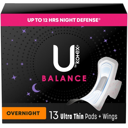 U by Kotex Balance Ultra Thin Pads Overnight With Wings 13 Count