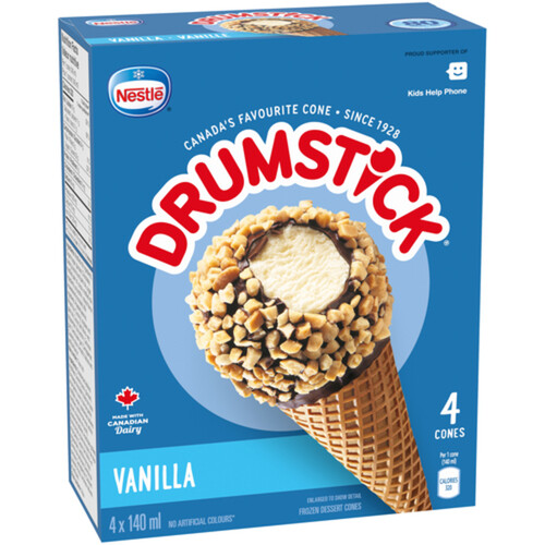 Nestlé Drumstick Frozen Dessert Cones Vanilla 4 x 140 ml