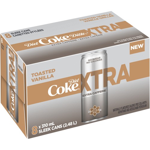Coca-Cola Diet Coke Soft Drink Xtra Toasted Vanilla Cans 8 x 310 ml