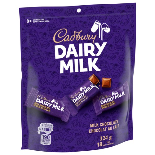 Cadbury Dairy Milk Milk Chocolate Bars Bag Of 18 x 18 g 324 g