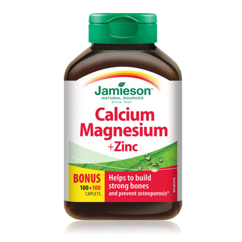 Jamieson Zinc Calcium Magnesium Caplets 200 Count