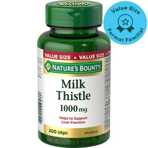 Nature's Bounty Milk Thistle 1000 mg Softgels Value Size 200 Count