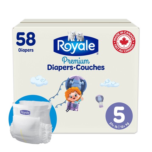 Royale Premium Disposable Baby Diapers Super Pack Size 5 58 Count