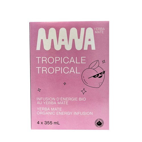 Mana Yerba Mate Organic Energy Infusion Drink Tropical 4 x 355 ml (cans)