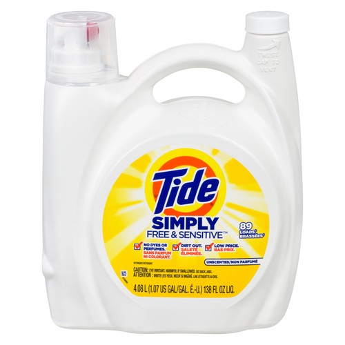 Tide Simply Free & Sensitive Unscented Laundry Detergent 89 Use 4.08 L