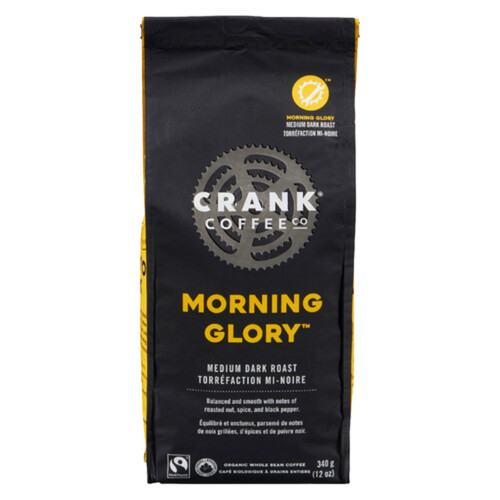 Crank Coffee Whole Bean Coffee Morning Glory Medium Dark Roast 340 g