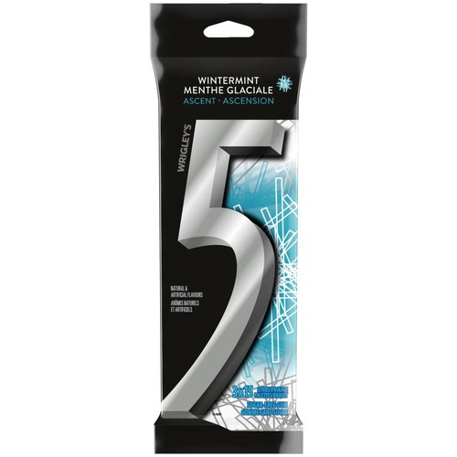 5 Sugar-Free Chewing Gum Wintermint-Ascent 15 Sticks 3 Packs