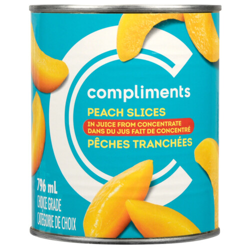 Compliments Balance In Pear Juice Peach Slices 796 ml