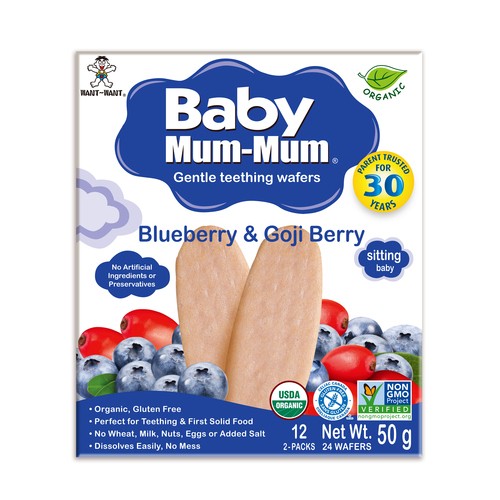 Hot-Kid Baby Mum-Mum Organic Rice Rusks Blueberry & Goji Berry 50 g