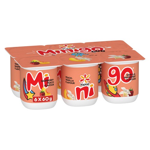 Yoplait Minigo Duo Raspberry-Peach Peach-Vanilla Vanilla-Raspberry Flavour 60 g