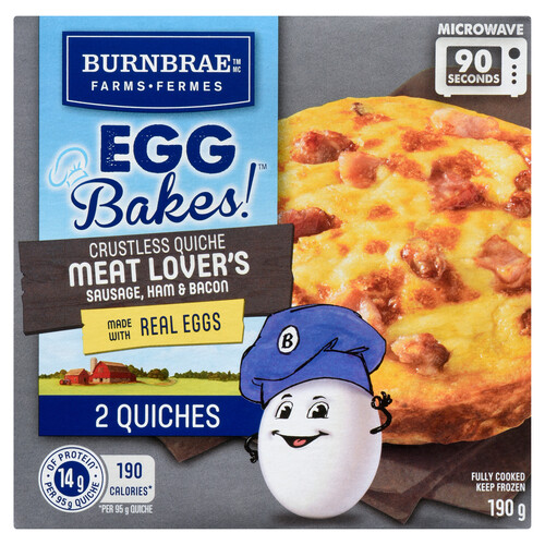 EggBakes Crustless Meat Lovers Quiche 2 Pack 190 g (frozen)