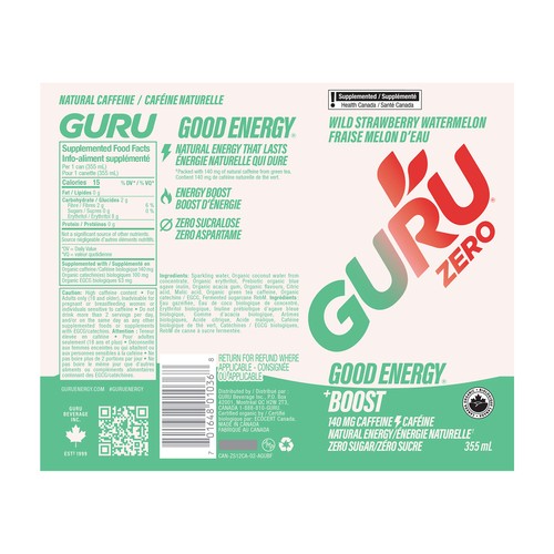 Guru Energy Drink Strawberry Watermelon 24 x 355 ml (cans)