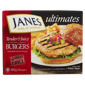 Burger gà nạc đông lạnh Janes Extra 852 g