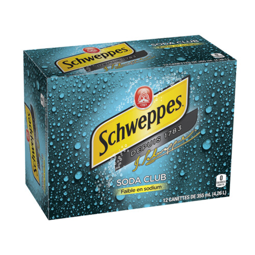 Schweppes Soft Drink Low Sodium Club Soda 12 x 355 ml (cans)