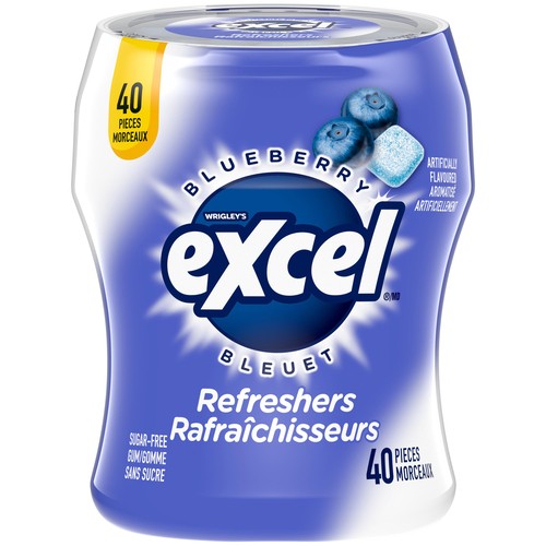 Excel Refreshers Sugar-Free Gum Blueberry 40 Pieces