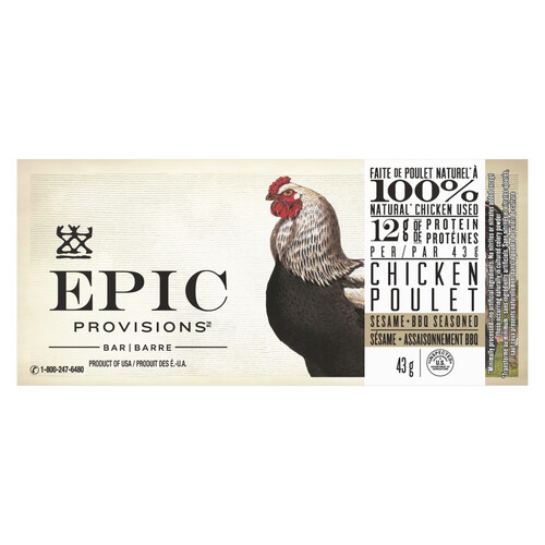 Epic Provisions Bar Seasoned Chicken Sesame BBQ 43 g