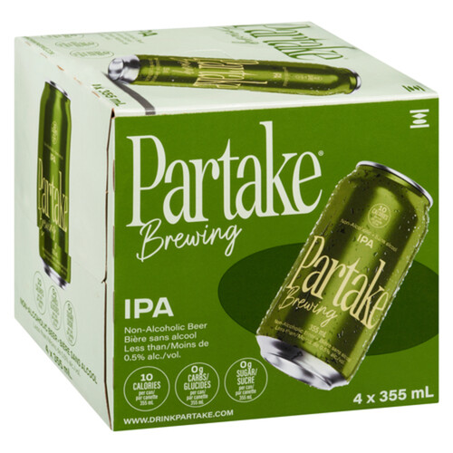 Partake Non Alcoholic Beer IPA 4 x 355 ml (cans) - Voilà Online ...