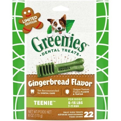 Greenies Teenie Dog Treats Dental Chews Gingerbread 170 g