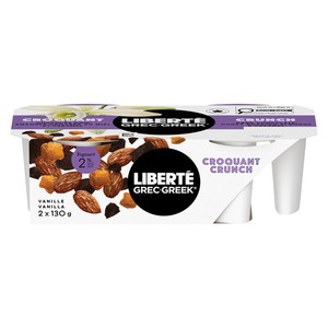 Liberté Greek 2% Yogurt Crunch Cups Vanilla Bean 2 x 130 g