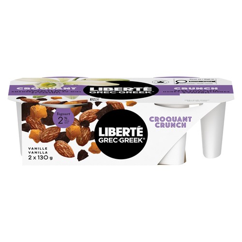 Liberté Greek 2% Yogurt Crunch Cups Vanilla Bean 2 x 130 g