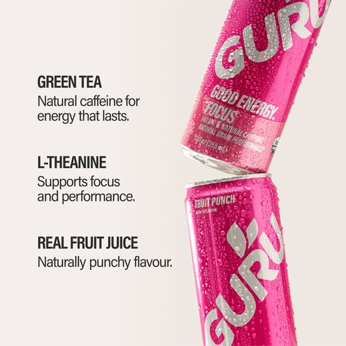 Guru Organic Energy Drink Fruit Punch 24 x 355 ml (cans)